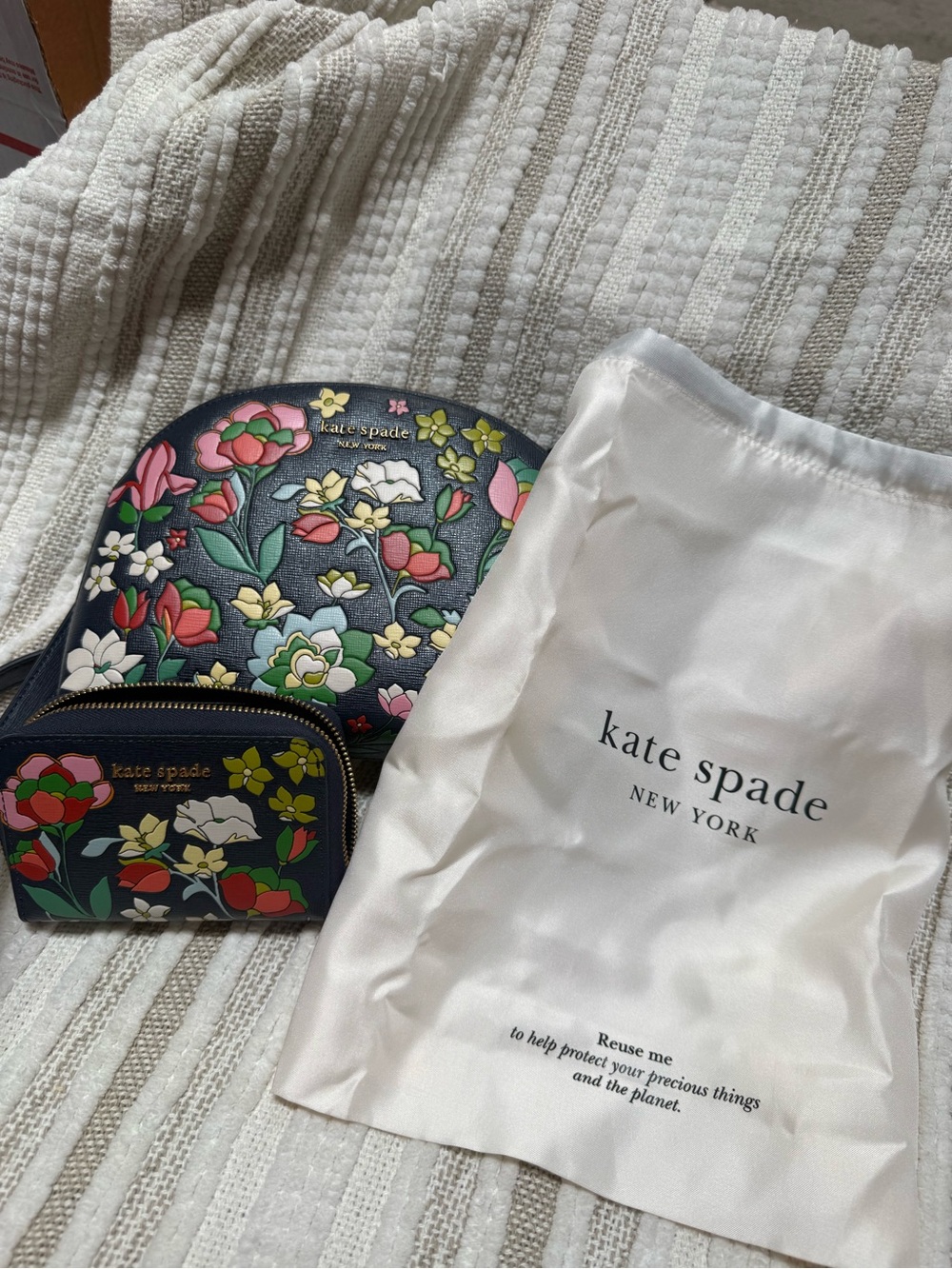 kate spade Navy Floral Dome Crossbody and wallet with Flowers and Gold Hardware - Picture 7 of 8